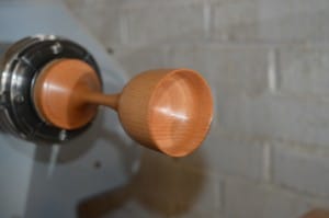Small goblet on a lathe showing the cup