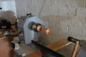 The lathe with the goblet.